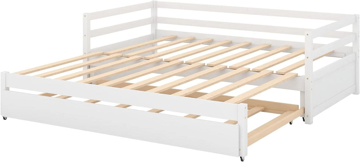 White Wood Extendable Daybed with Trundle L99818