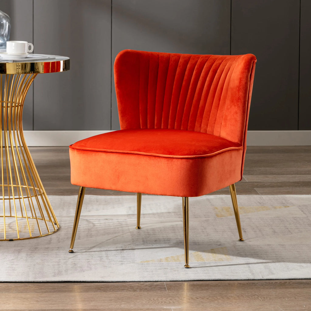 Orange Tufted Velvet Accent Chair R445783