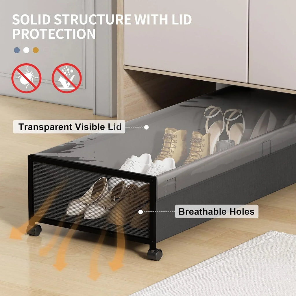 Black 2 Pack 54L Under Bed Storage Drawers with Wheels R805296
