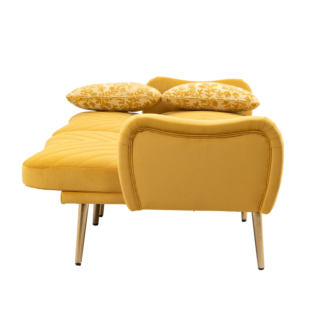 Velvet Loveseat Sofa with 2 Bolster Pillows D439