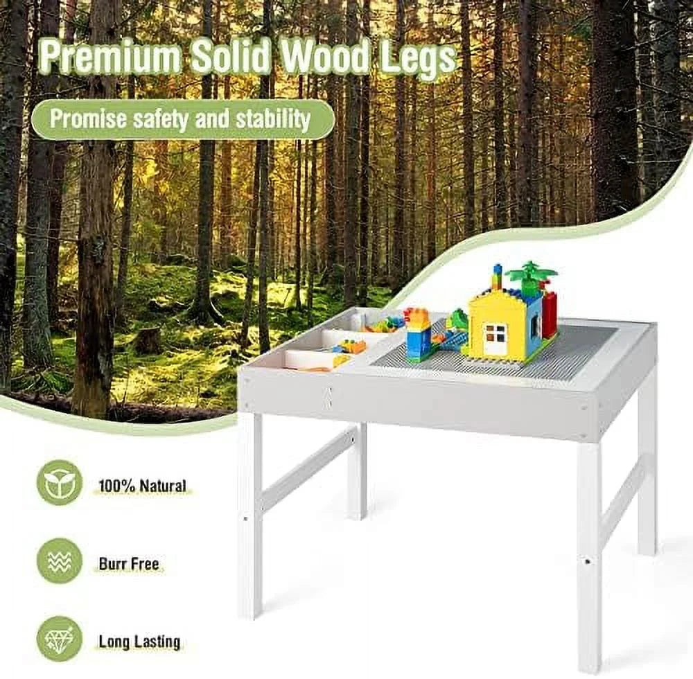 2 in 1 Toddler Wooden Activity Table with Paper Roll White T4880