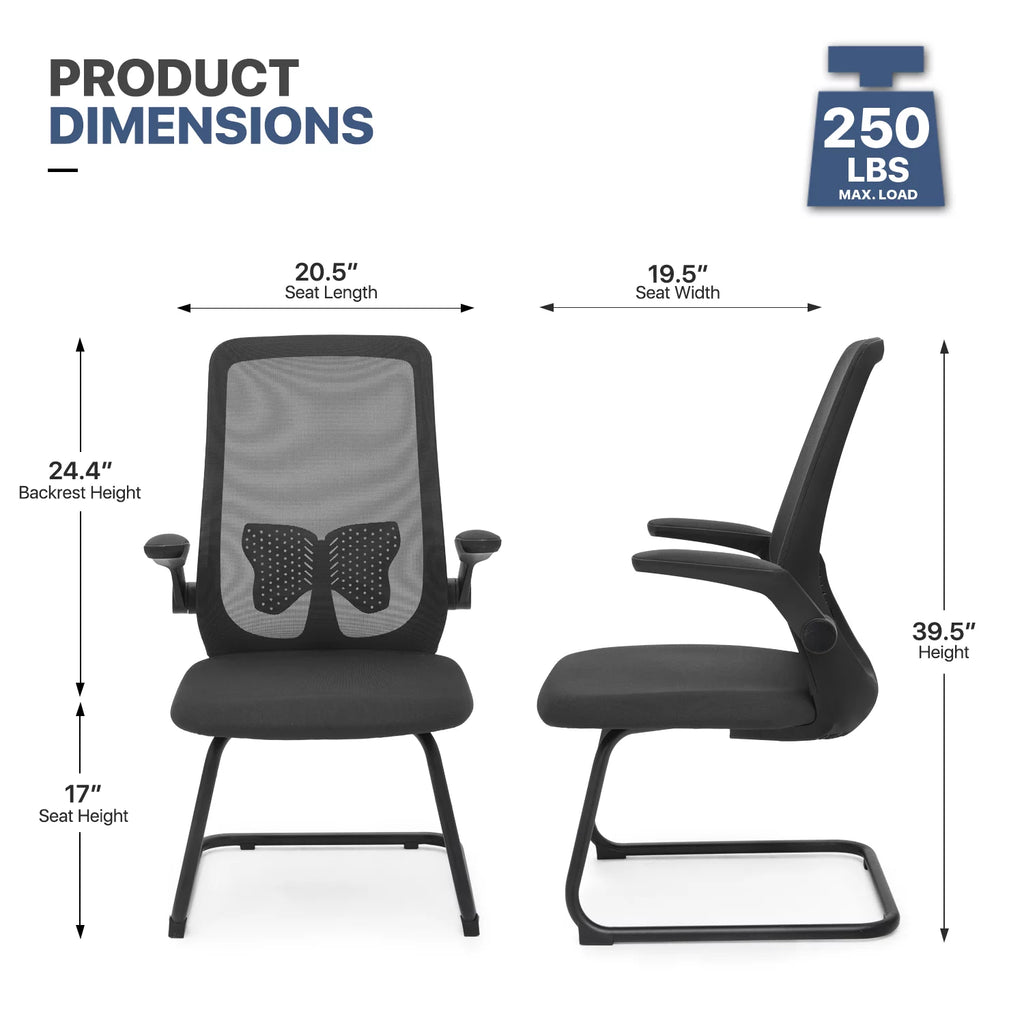 Black Set of 2 Mesh Office Chair with Lumbar Support V530987