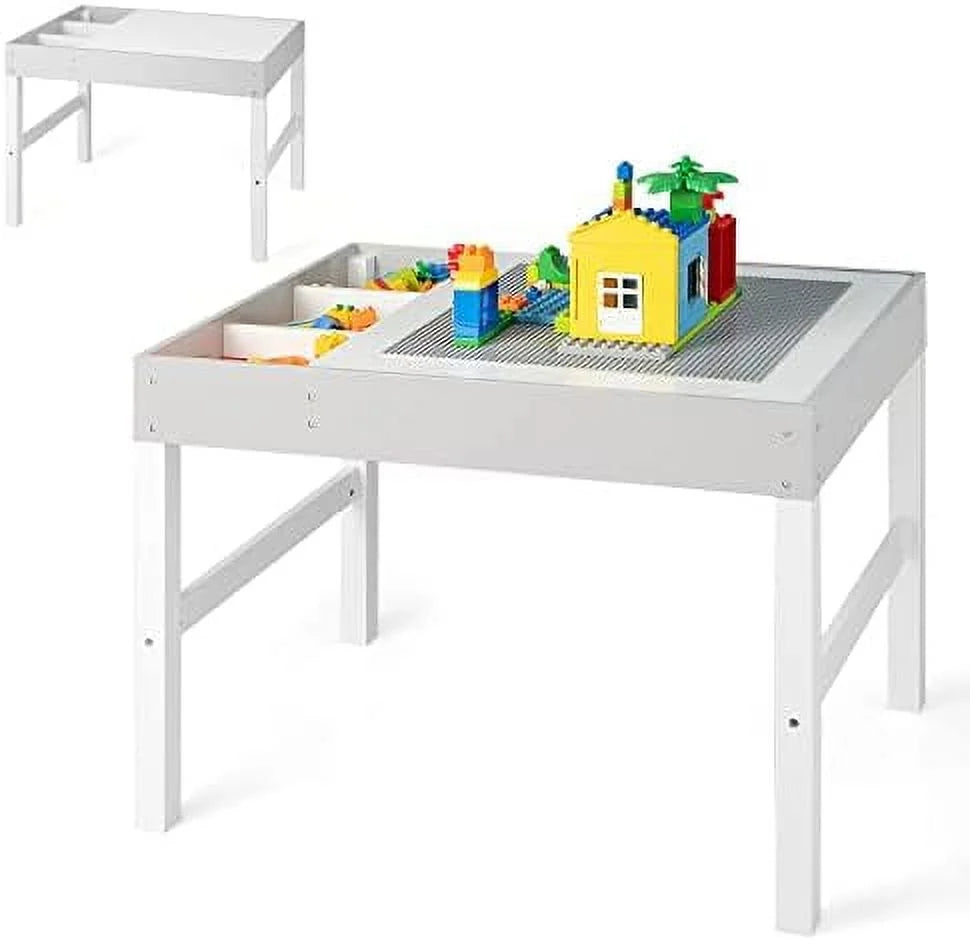 2 in 1 Toddler Wooden Activity Table with Paper Roll White T4880