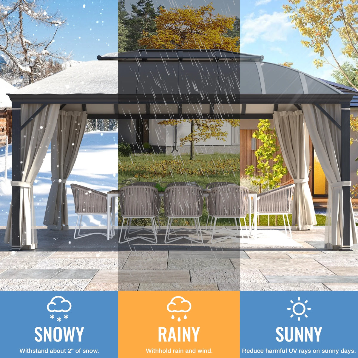 12'x16' Hardtop Aluminum Patio Gazebo with Aluminum Composite Double Roof G521