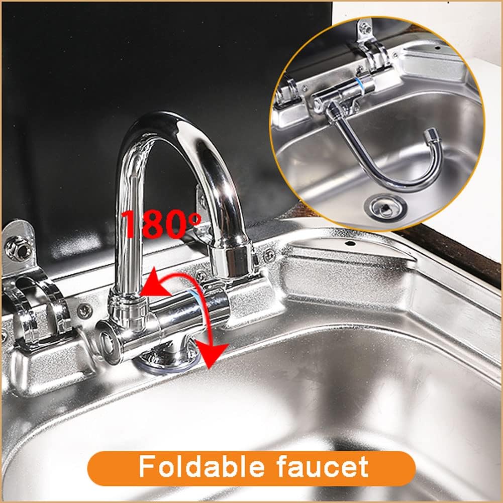 Stainless Steel RV Sink with Folded Faucet Tempered Glass Lid H6444