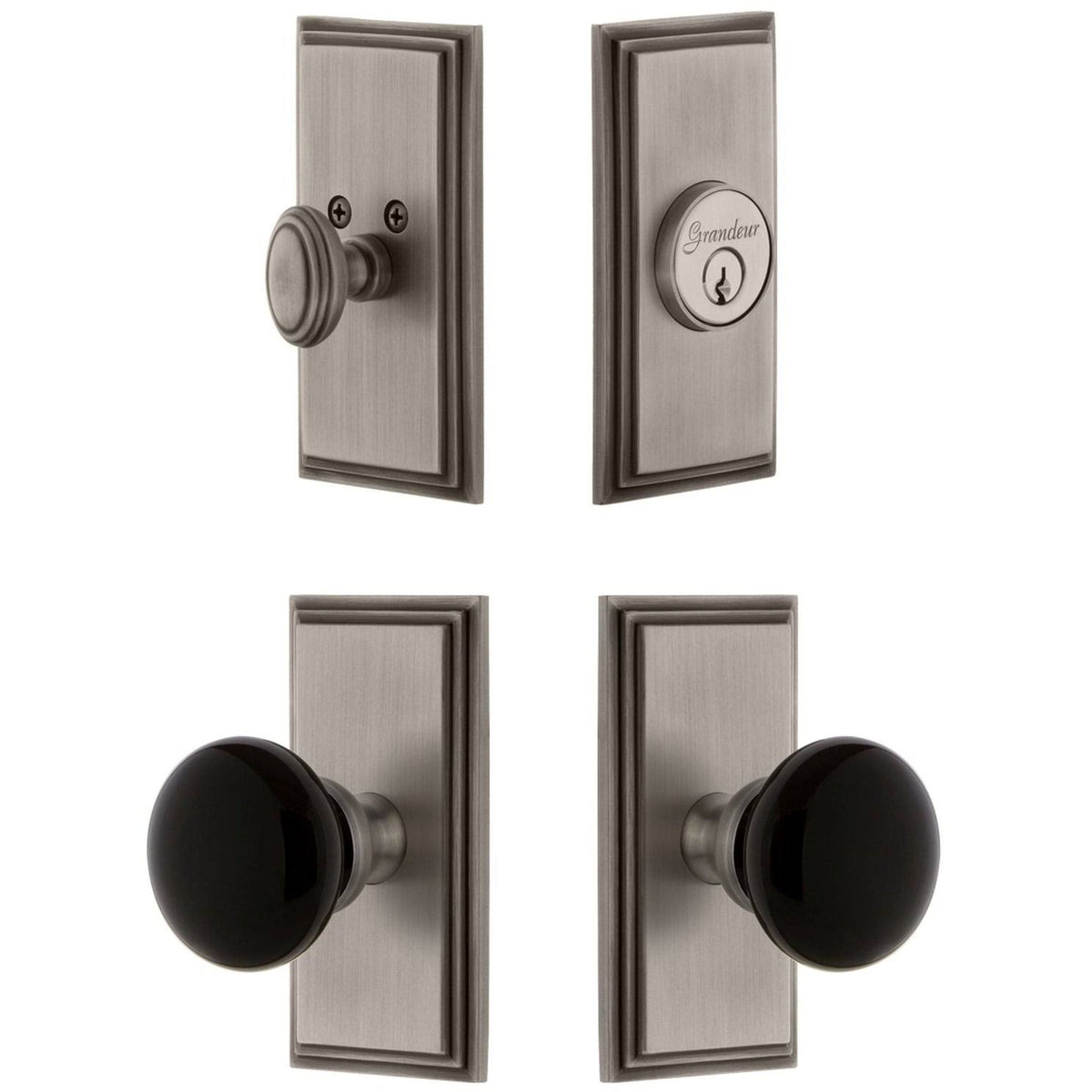 Antique Pewter Knob and Deadbolt R833790