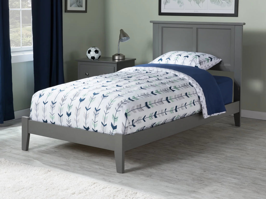 Twin Solid Wood Bed with Panel Headboard in Grey B3346
