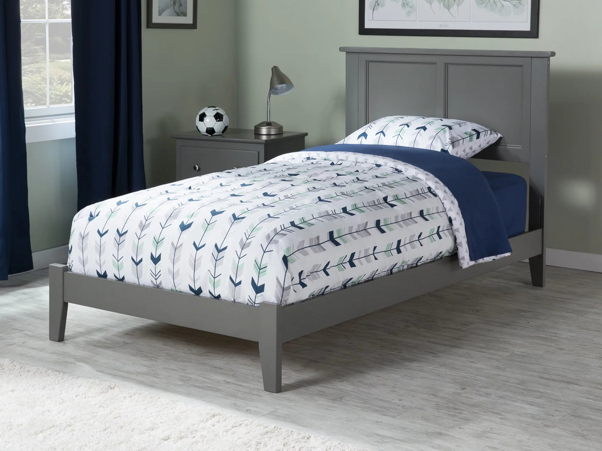 Twin Solid Wood Bed with Panel Headboard in Grey B3346