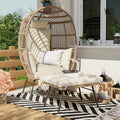 Oversized Grey Wicker Egg Chair with Ottoman W54131