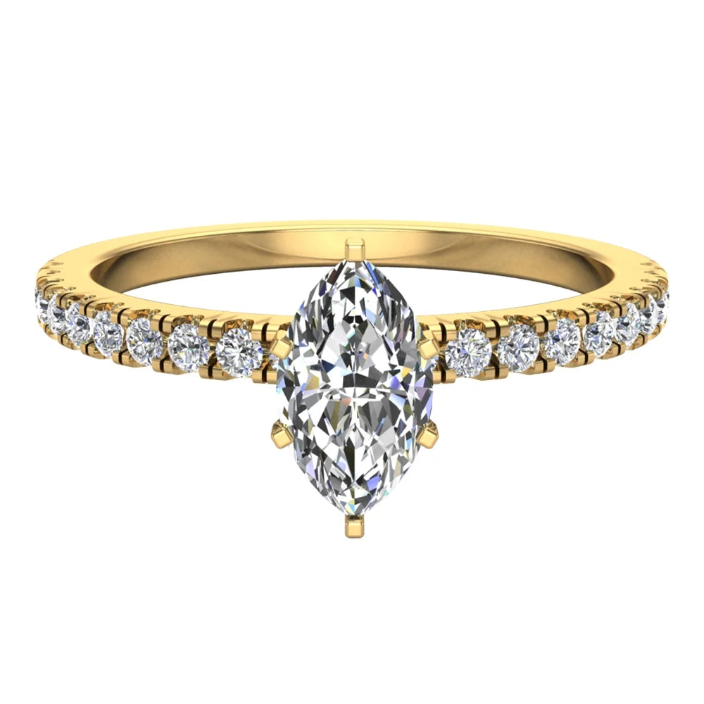 Marquise Solitaire Diamond Ring 18K Gold 0.65 CT TW R408