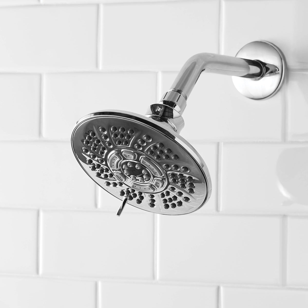 6-Setting Large Chrome Shower Head with Rub-Clean Nozzles T5160