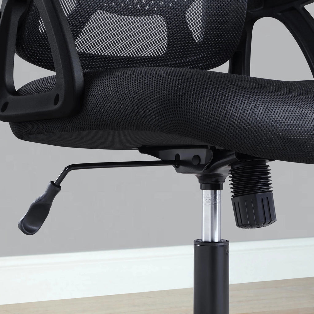 Black Fabric Ergonomic Office Chair with Adjustable Headrest Q531840