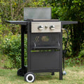 2-Burner Propane Grill and Griddle Cooking Station with Side Shelves Black X4295