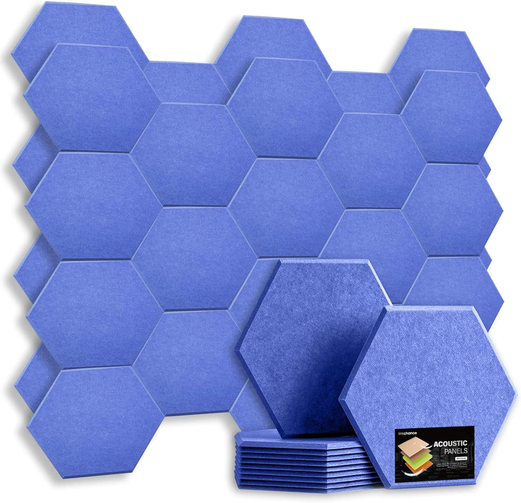 Self Adhesive Hexagon Acoustic Panels 12 Pieces Black Pack of 2 F257337