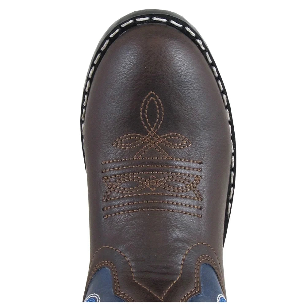Brown/Navy Kids Western Boots Q296551