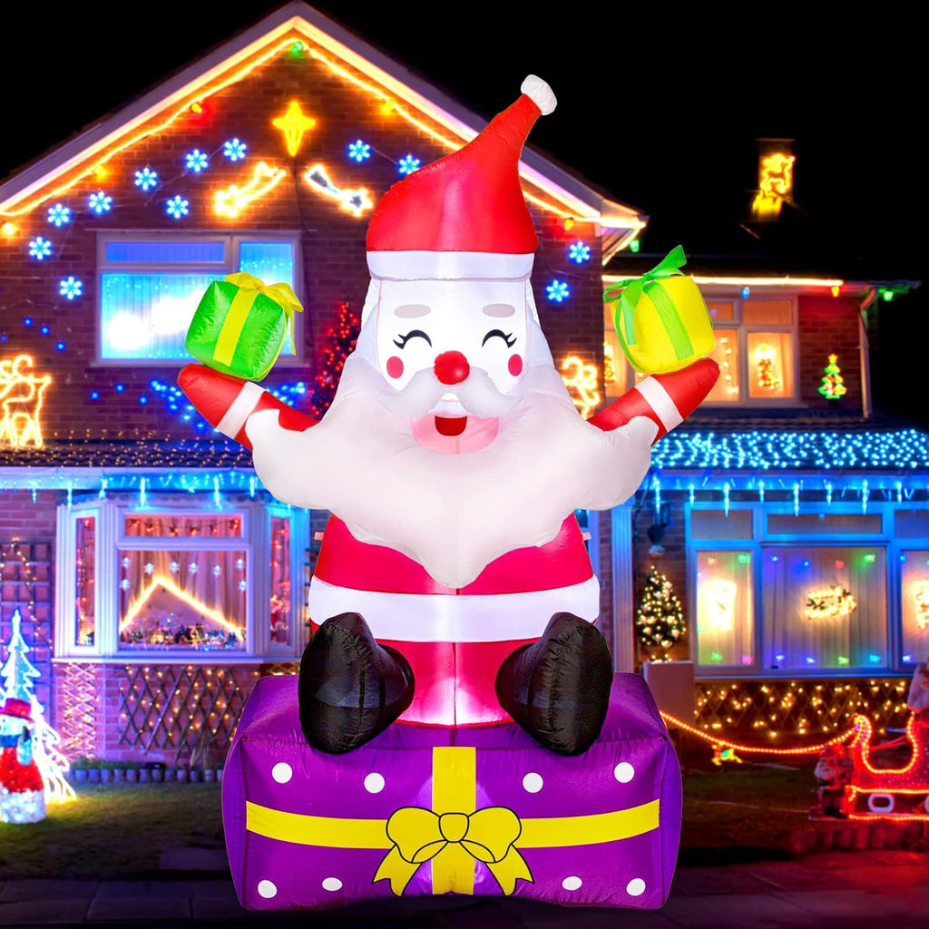 6Ft Inflatable Santa Claus with Gift Boxes and Built-in LED Lights Z139103