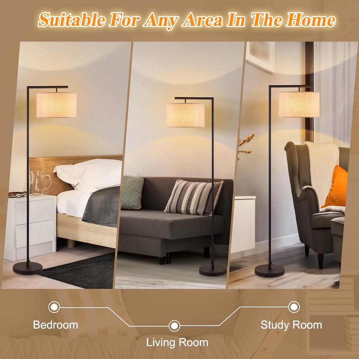 Arc Floor Lamp with Linen Lamp Shade Q737203