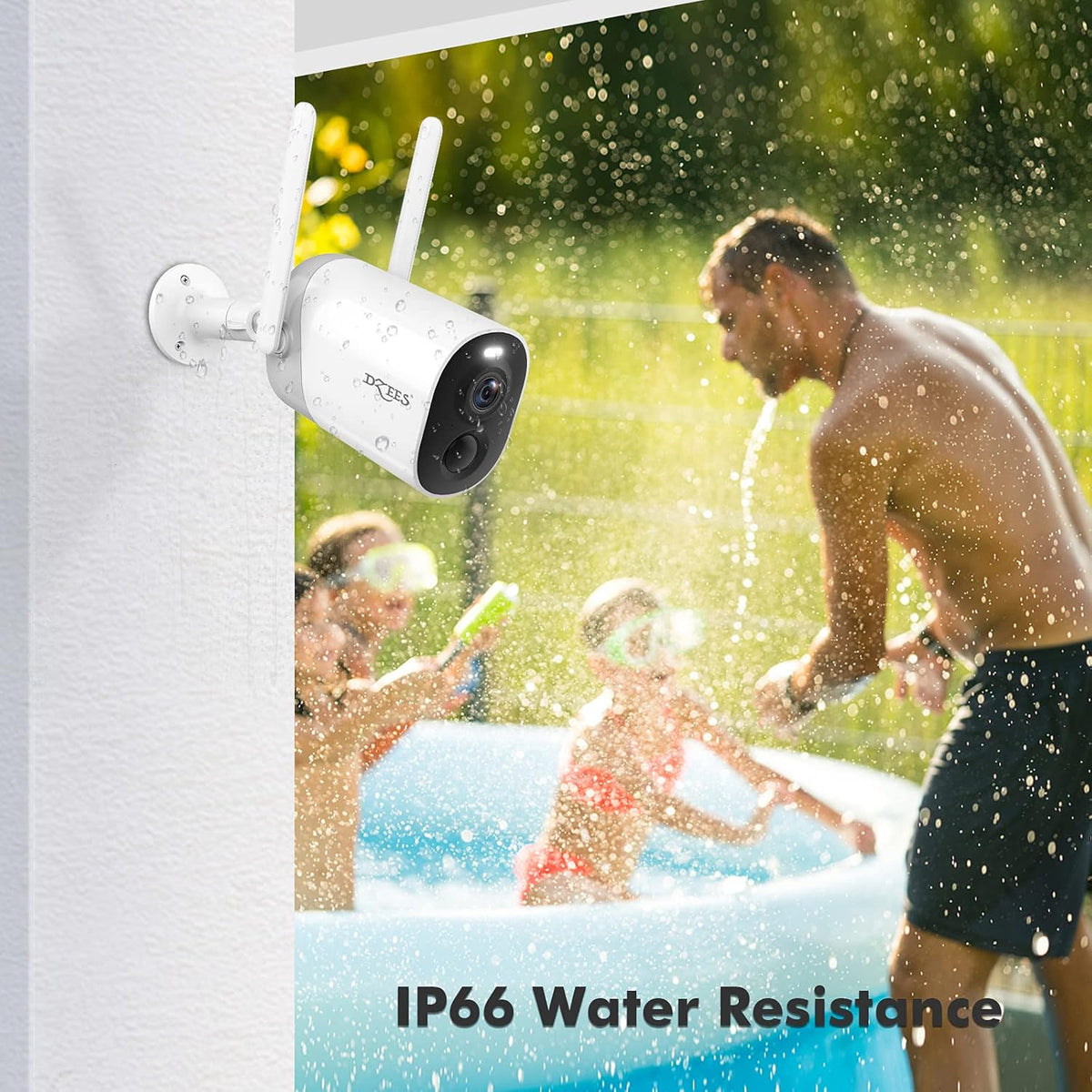 Wireless Outdoor Security Camera with Spotlight, Rechargeable Battery, AI Motion Detection, 2-Way Talk, Color Night Vision, IP66 WiFi Camera M167077