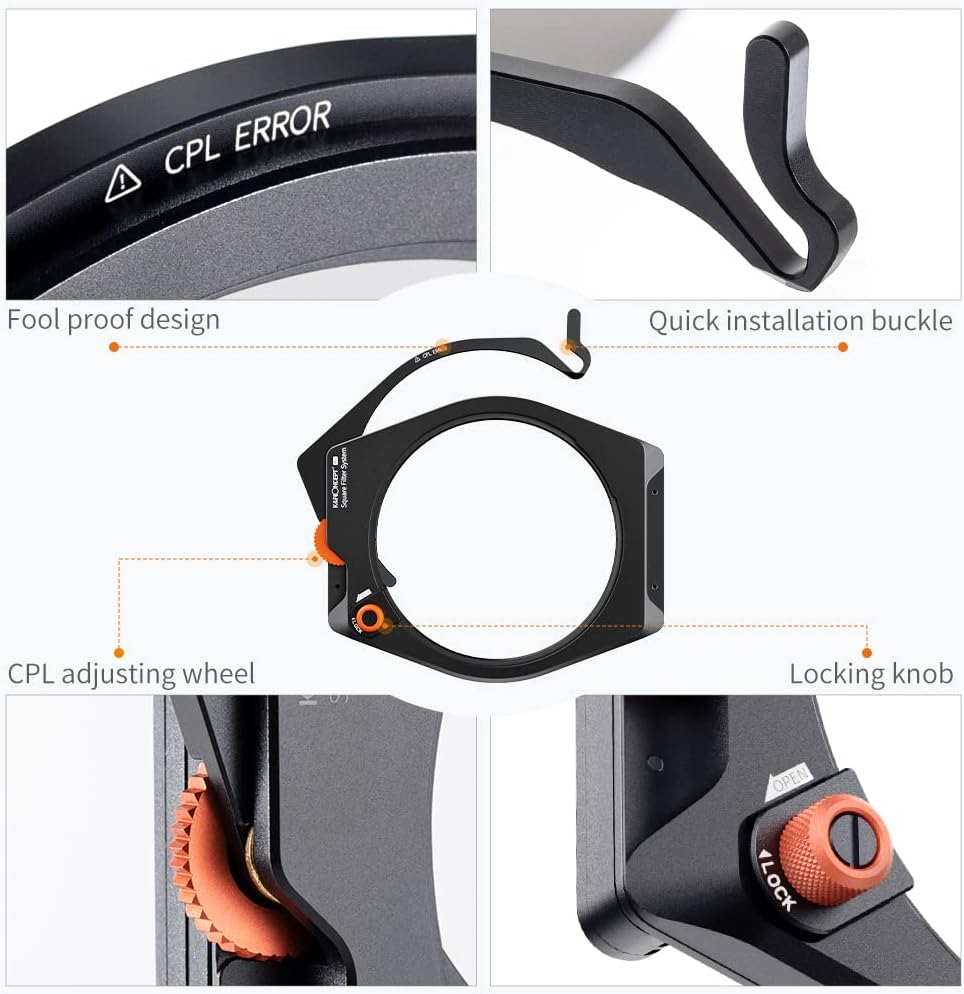 Square Filter Holder System Kit with 95mm Circular Polarizer, Square GND8 Filter, ND1000, and 4 Filter Adapter Rings N756177