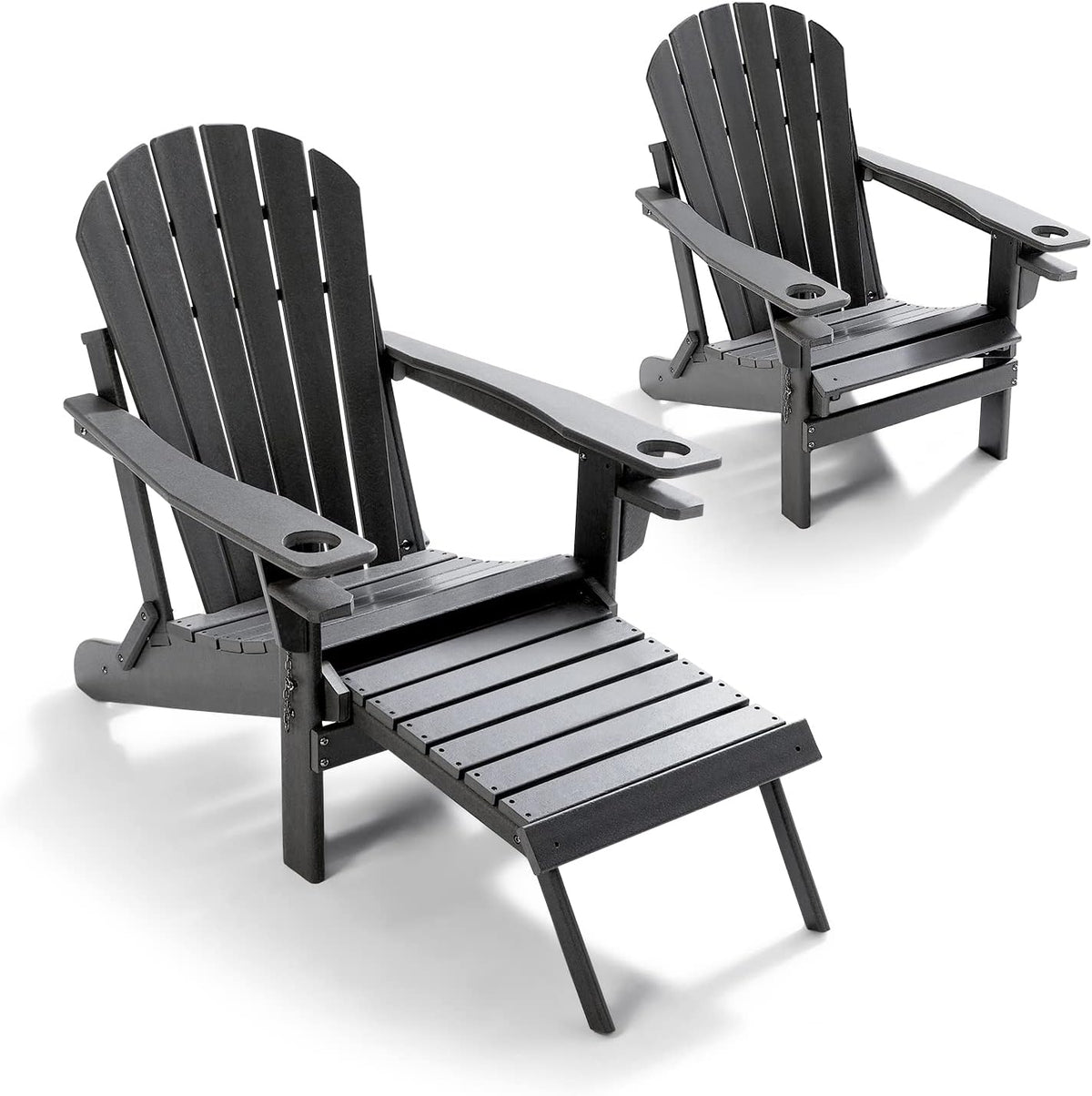 Blue Folding Adirondack Chair with Ottoman D896879