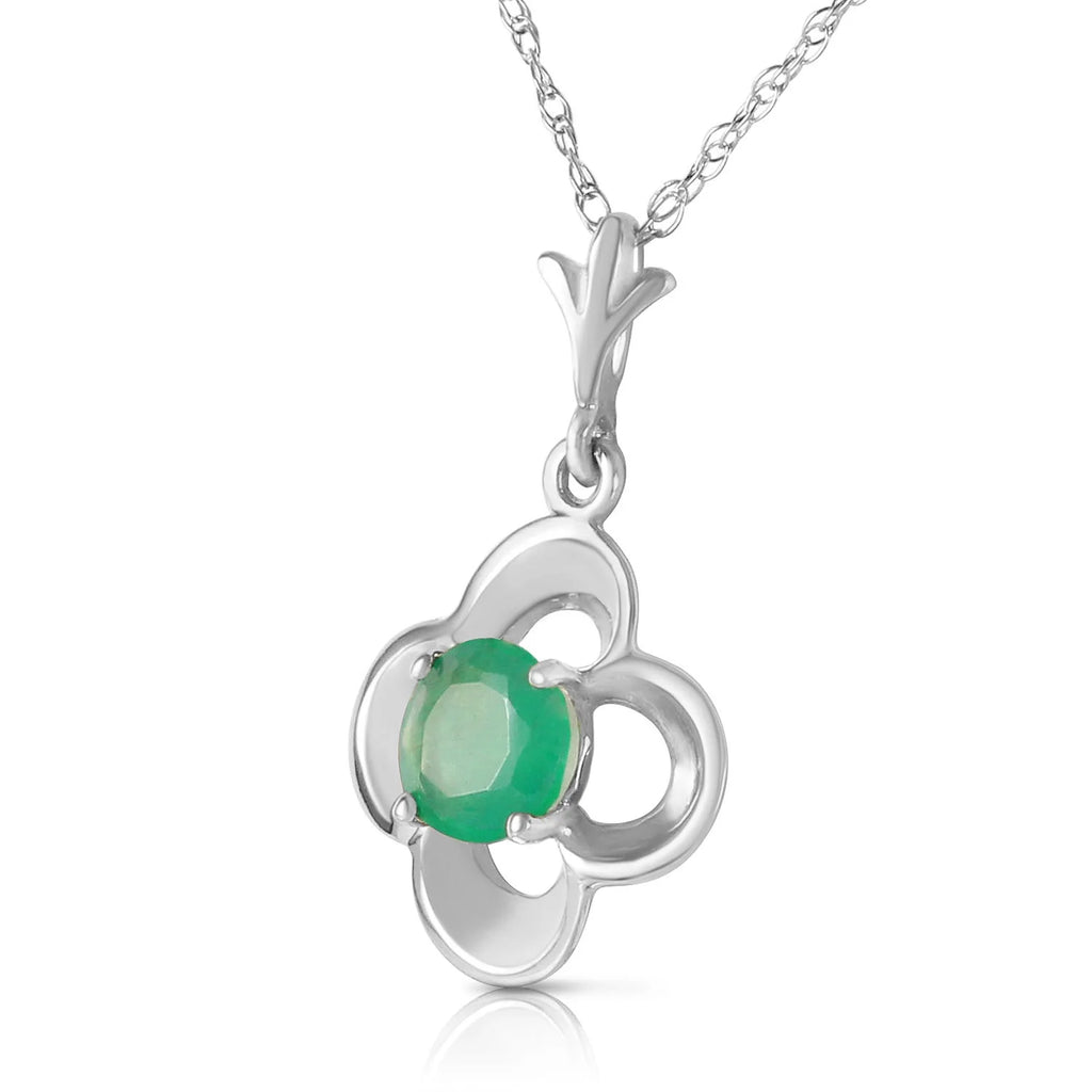 14k 18" White Gold Necklace with Emerald Bud F545245