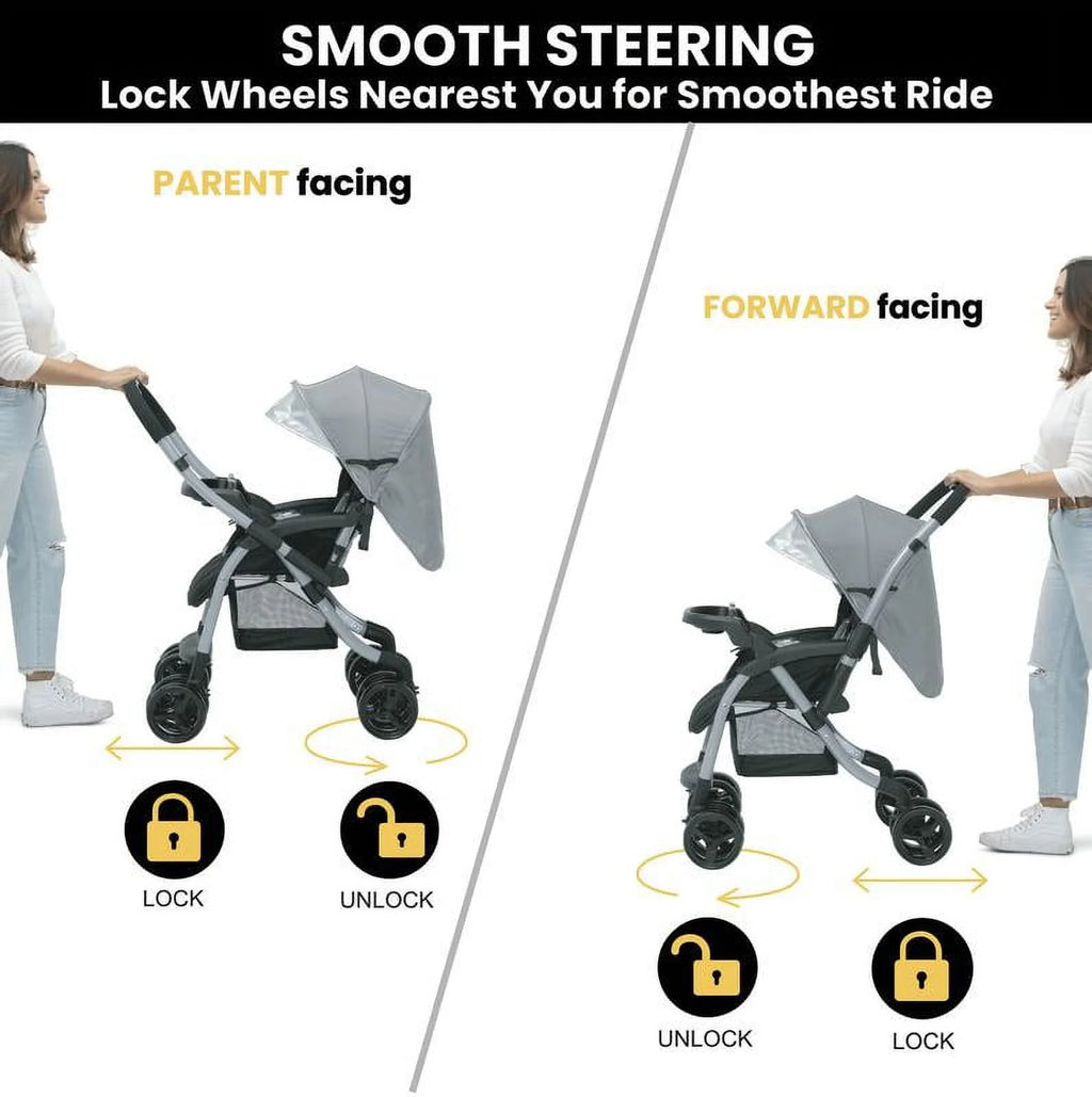 Grey Tweed Reversible Handle Stroller X138