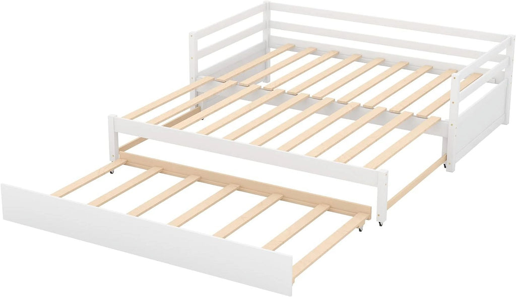 White Wood Extendable Daybed with Trundle L99818