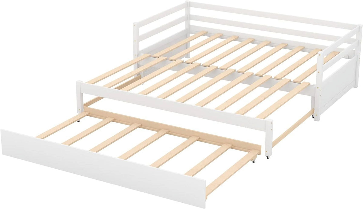 White Wood Extendable Daybed with Trundle L99818