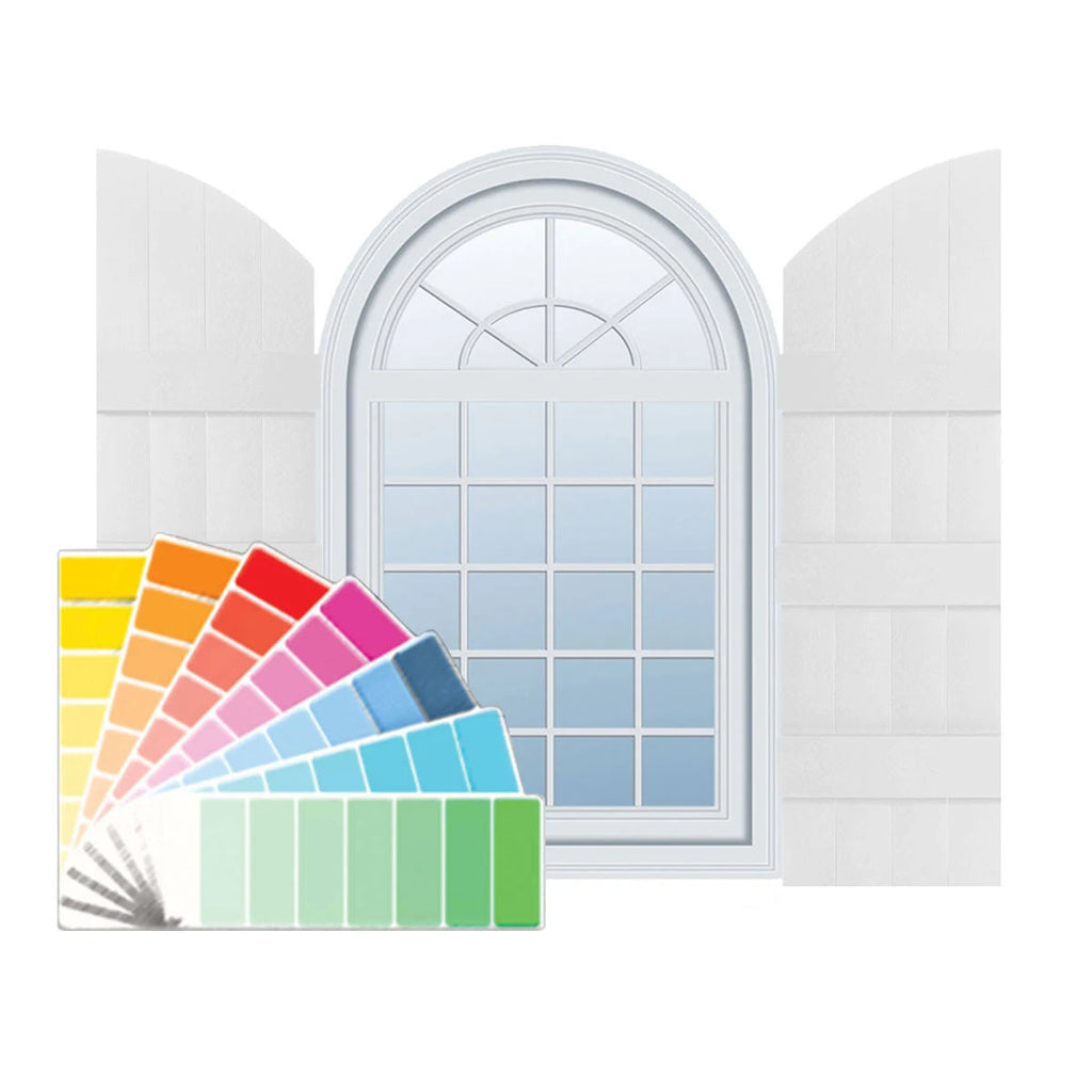 Vinyl Board-n-Batten Shutters with Archtop B65389