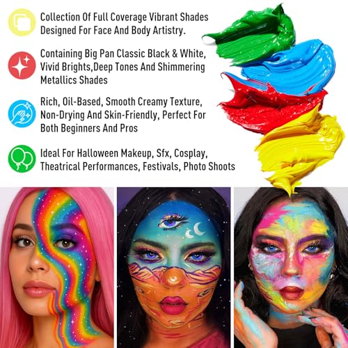 20 Colors Face Body Paint Oil Makeup Set with Mixing Palette and Brushes C1786
