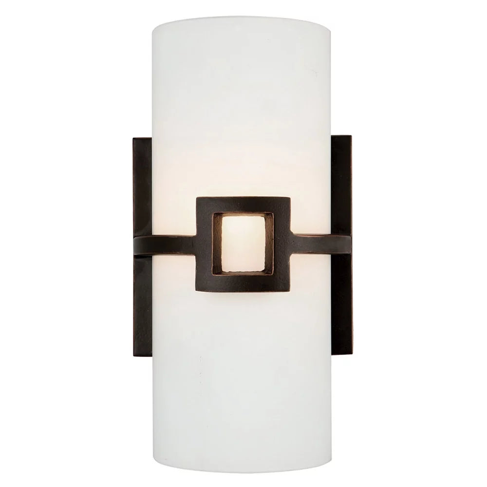 1-Light Oil Rubbed Bronze Wall Light with Frosted Glass O50800