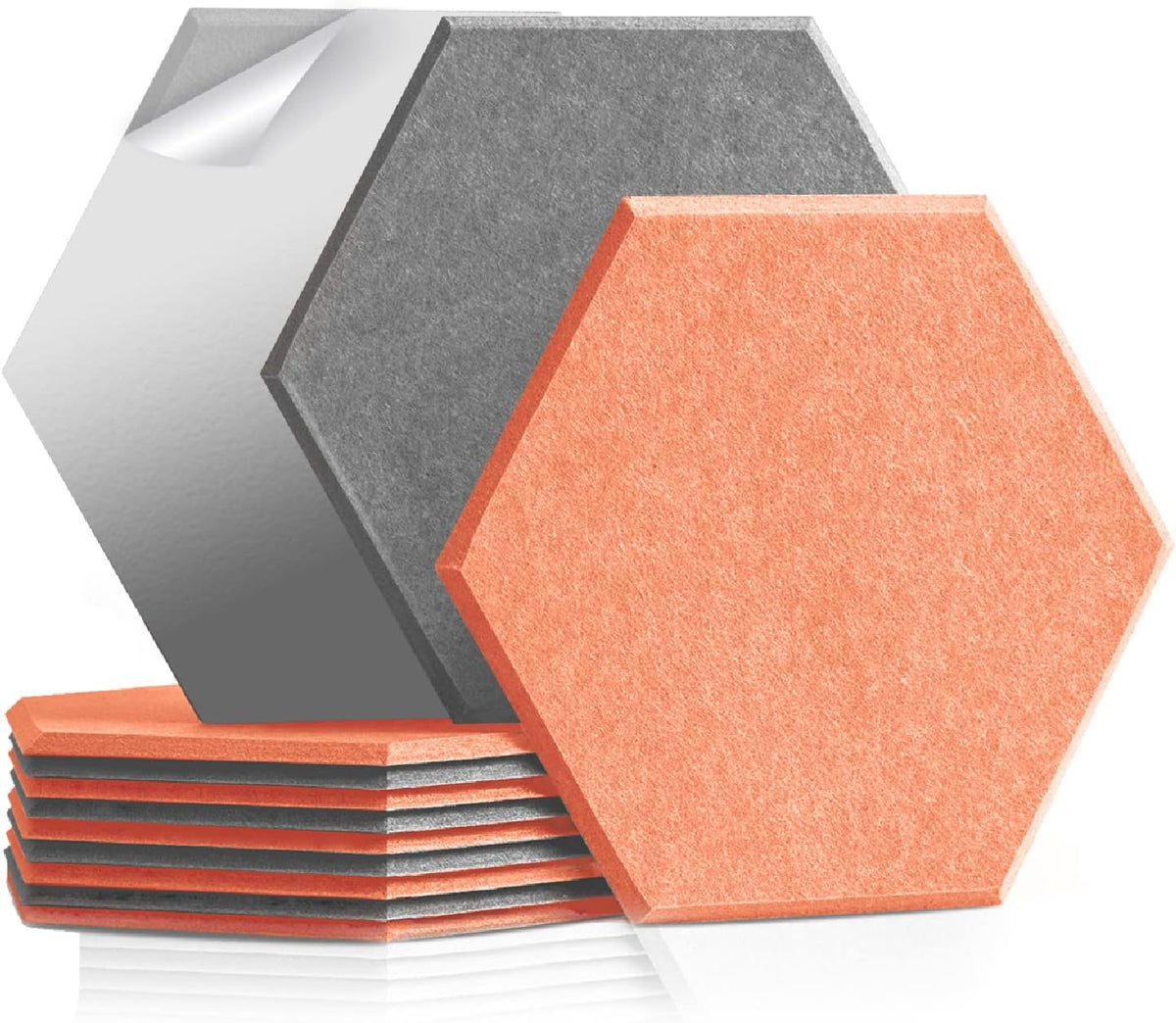 Self Adhesive Hexagon Acoustic Panels 12 Pieces Black Pack of 2 F257337