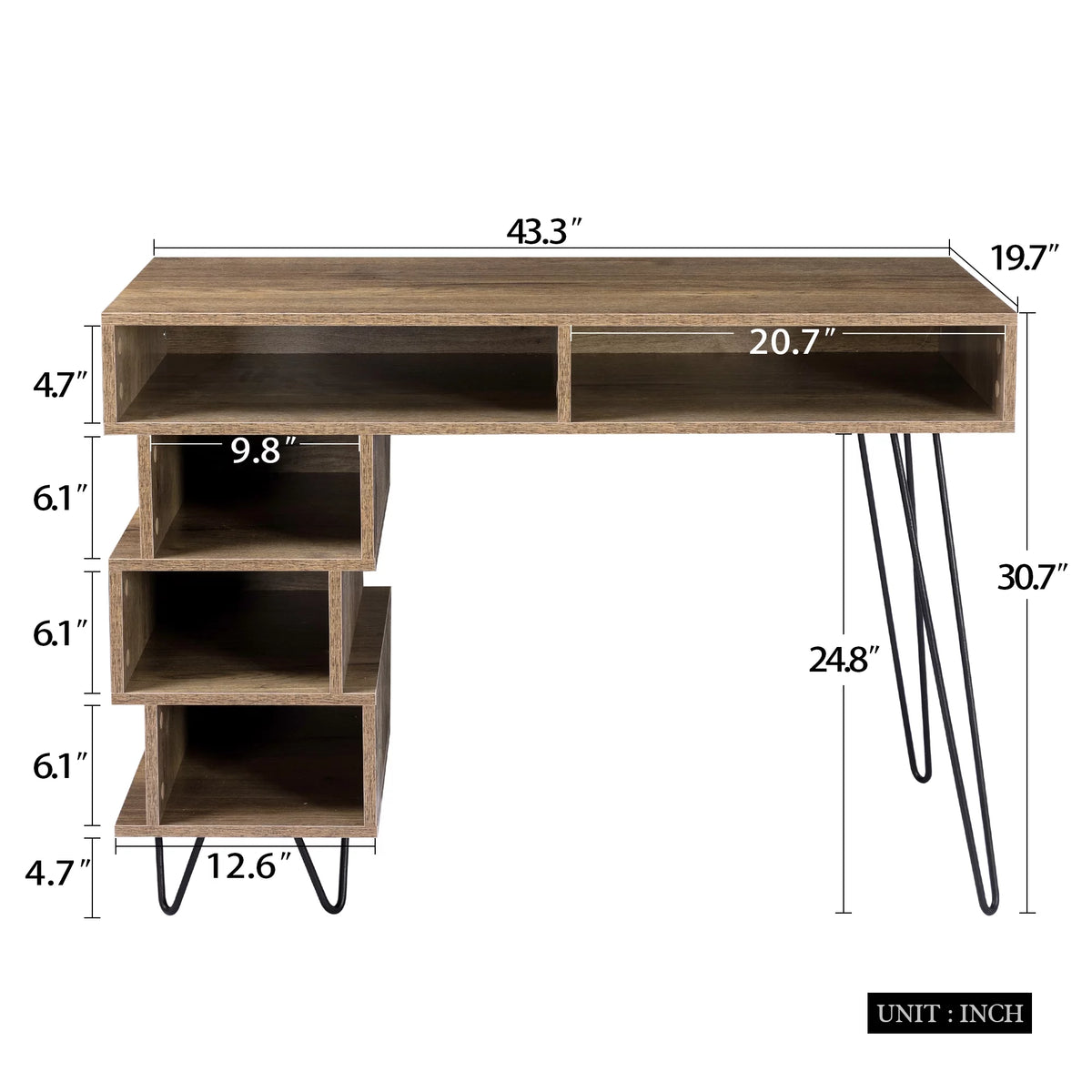 Brown Writing Study Desk with Lattice and V-Shaped Iron Leg R529