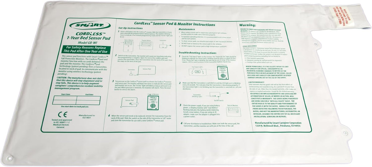 10 x 30 pad Cordless Bed Alarm Alert System with Call Button B27506