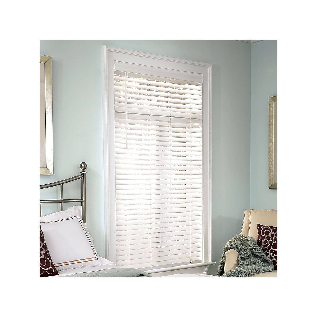 White 36.5X72 Cordless Faux Wood Blind K48443