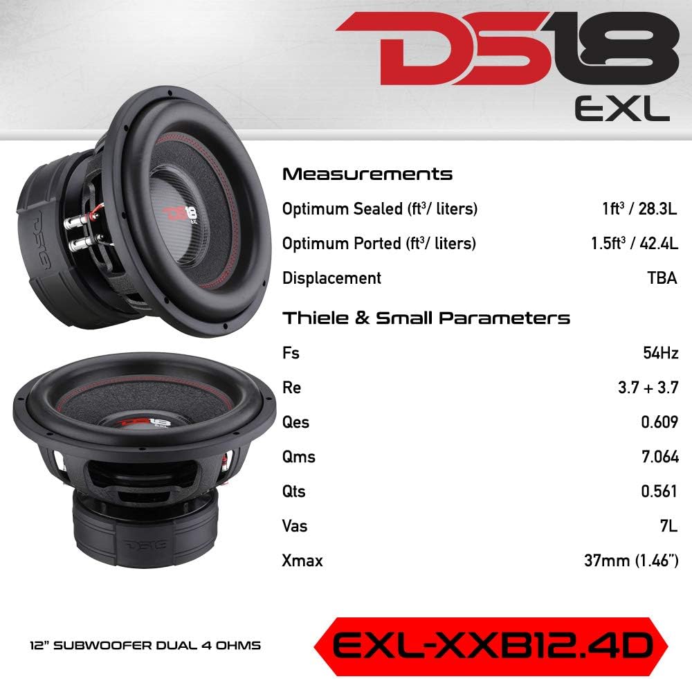 12" High Excursion Car Subwoofer 4000 Watts Dual Voice Coil 4+4 Ohms W6661