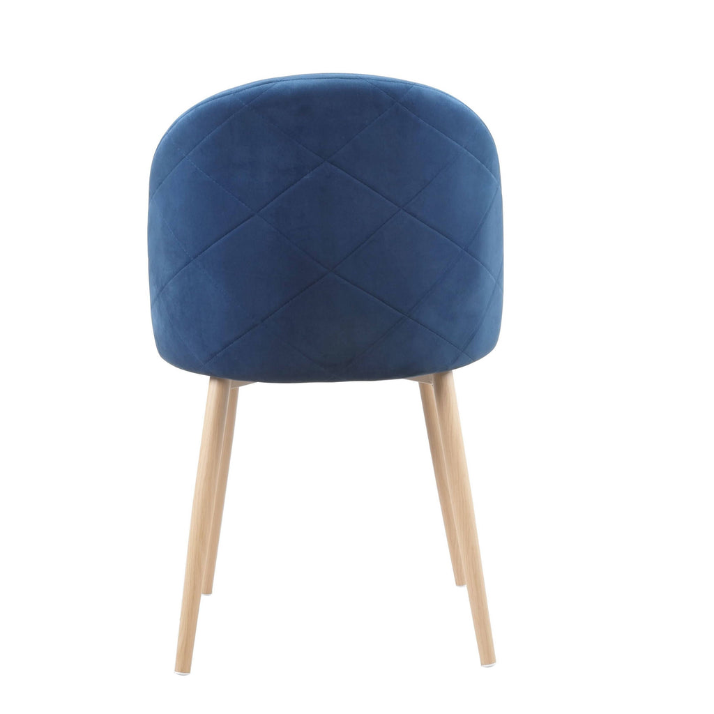 Blue Velvet and Metal Dining Chairs Set of 2 O886