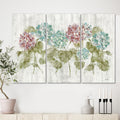 Red and Blue Vibrant Hydrangea Flowers Canvas Artwork Print 3 Panels H2382