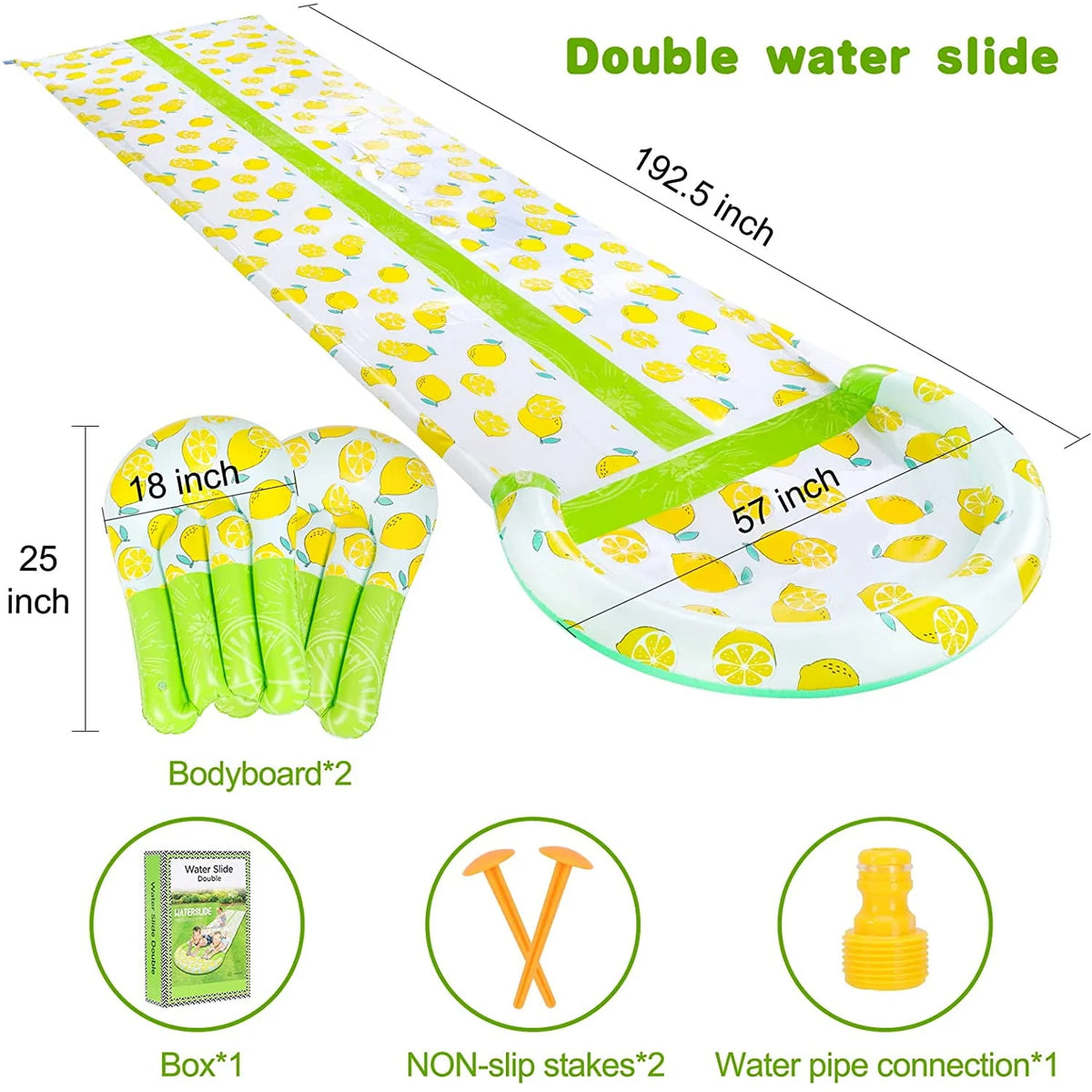 Inflatable Water Slide with Sprinkler and 2 Body Boards S605