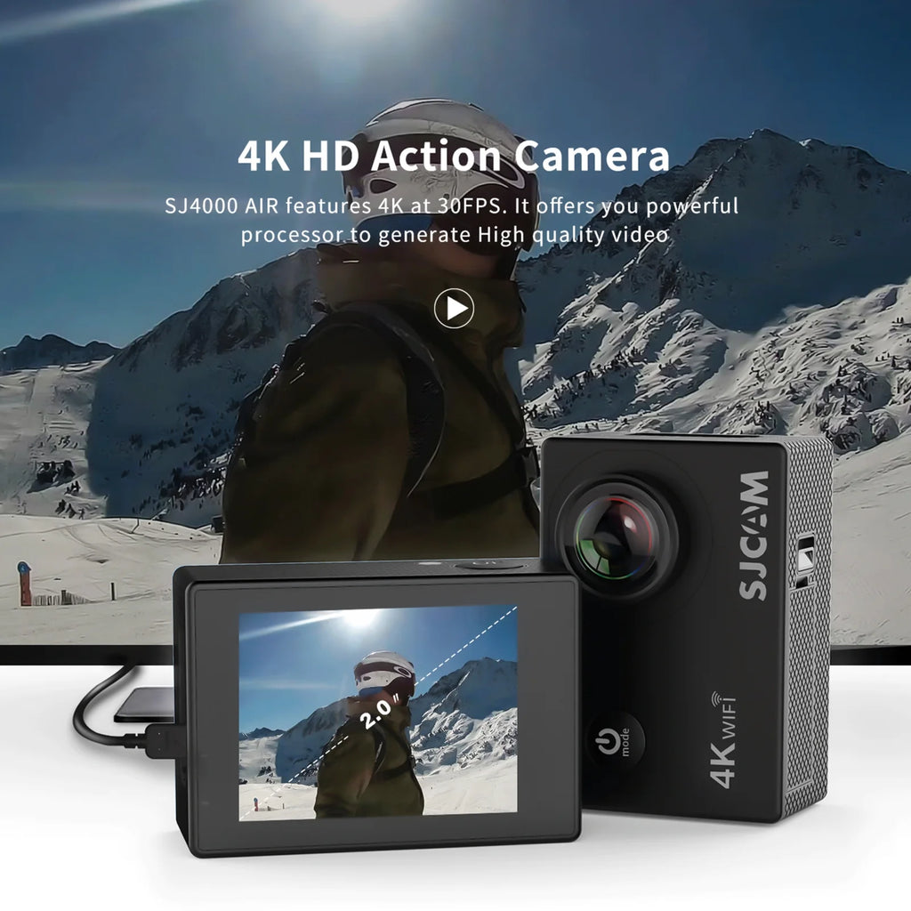 4K Sports Camera with 2-inch IPS Screen, 16MP, 170° Wide Angle, Waterproof Case W10015