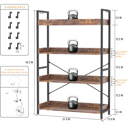 Adjustable 6 Tier Wood and Black Metal Bookcase L523520