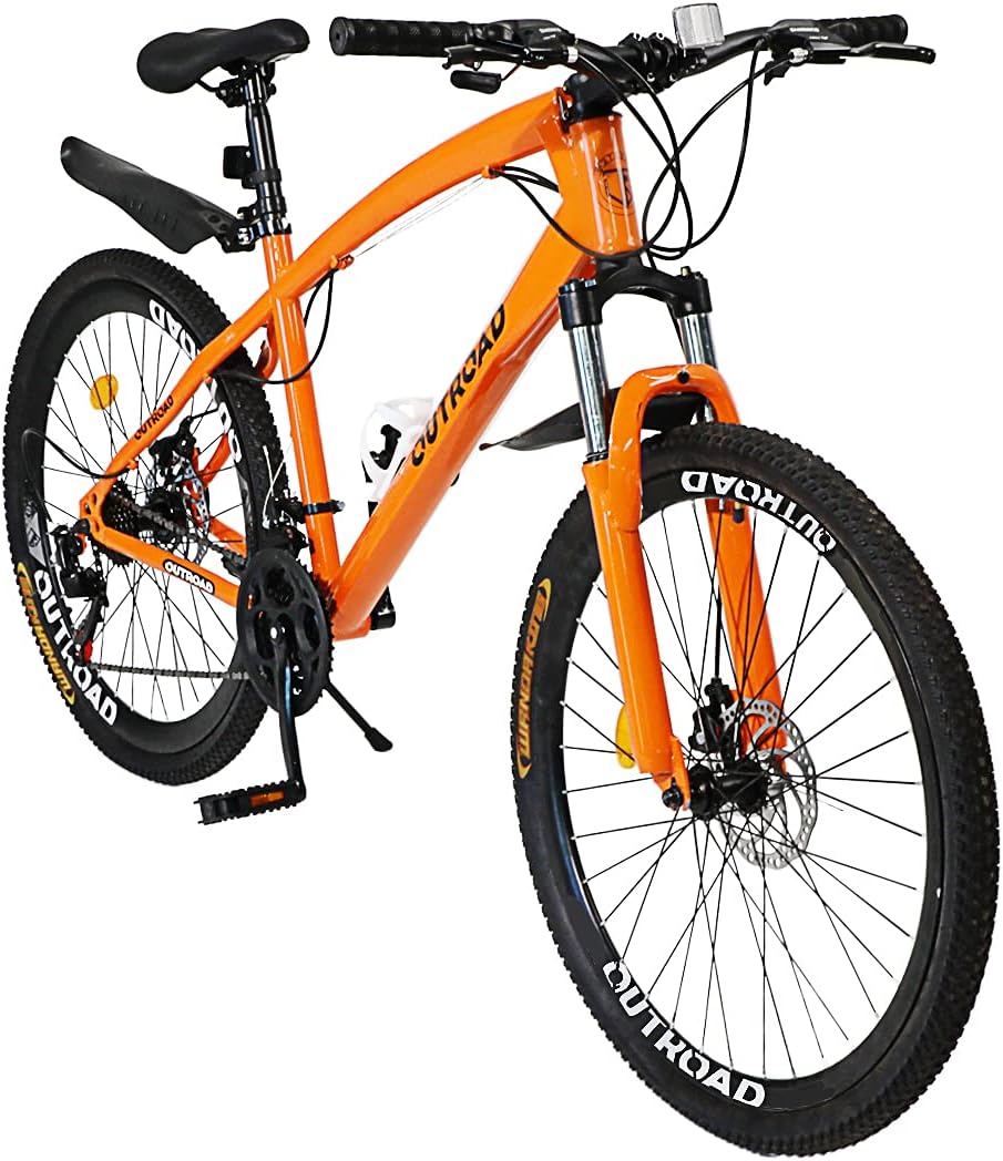 Fat Tire Mountain Bike with 26 inch Wheels, 21 Speed, High Carbon Steel Frame, Double Disc Brake P22214