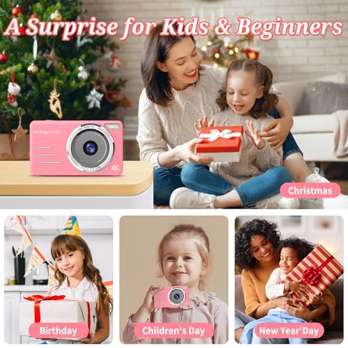 4K 64MP Compact Point and Shoot Digital Camera with 64GB Card F6912