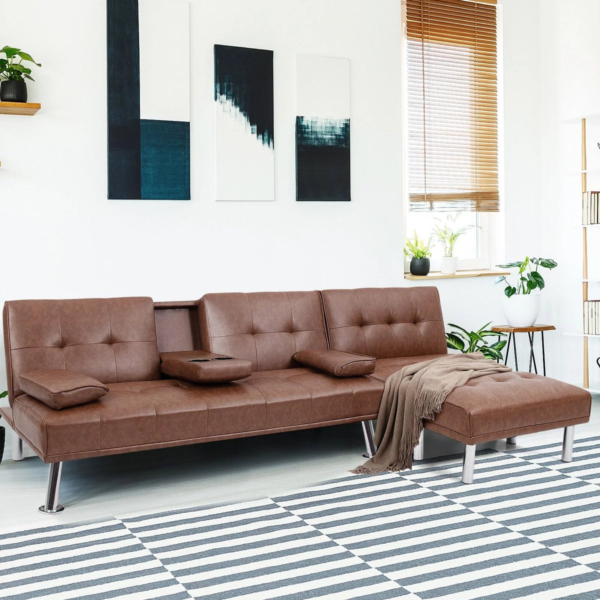 Brown 3-Piece Sectional Sofa Set O1871