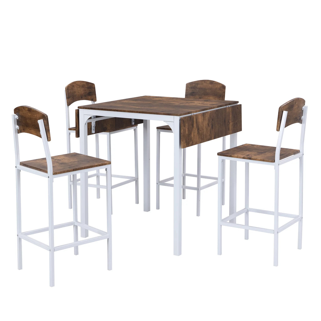 5 Piece Counter Height Dining Table Set with Drop Leaf and 4 Chairs C62720