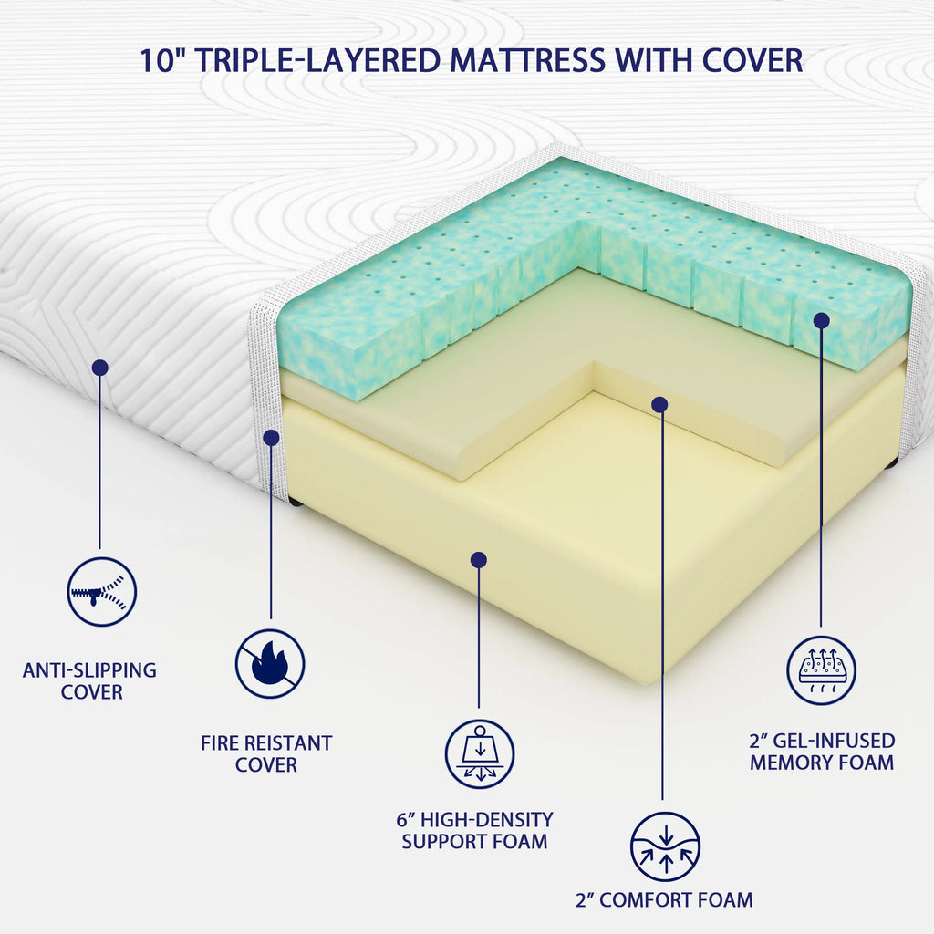 10" Gel Memory Foam Mattress Queen M24462