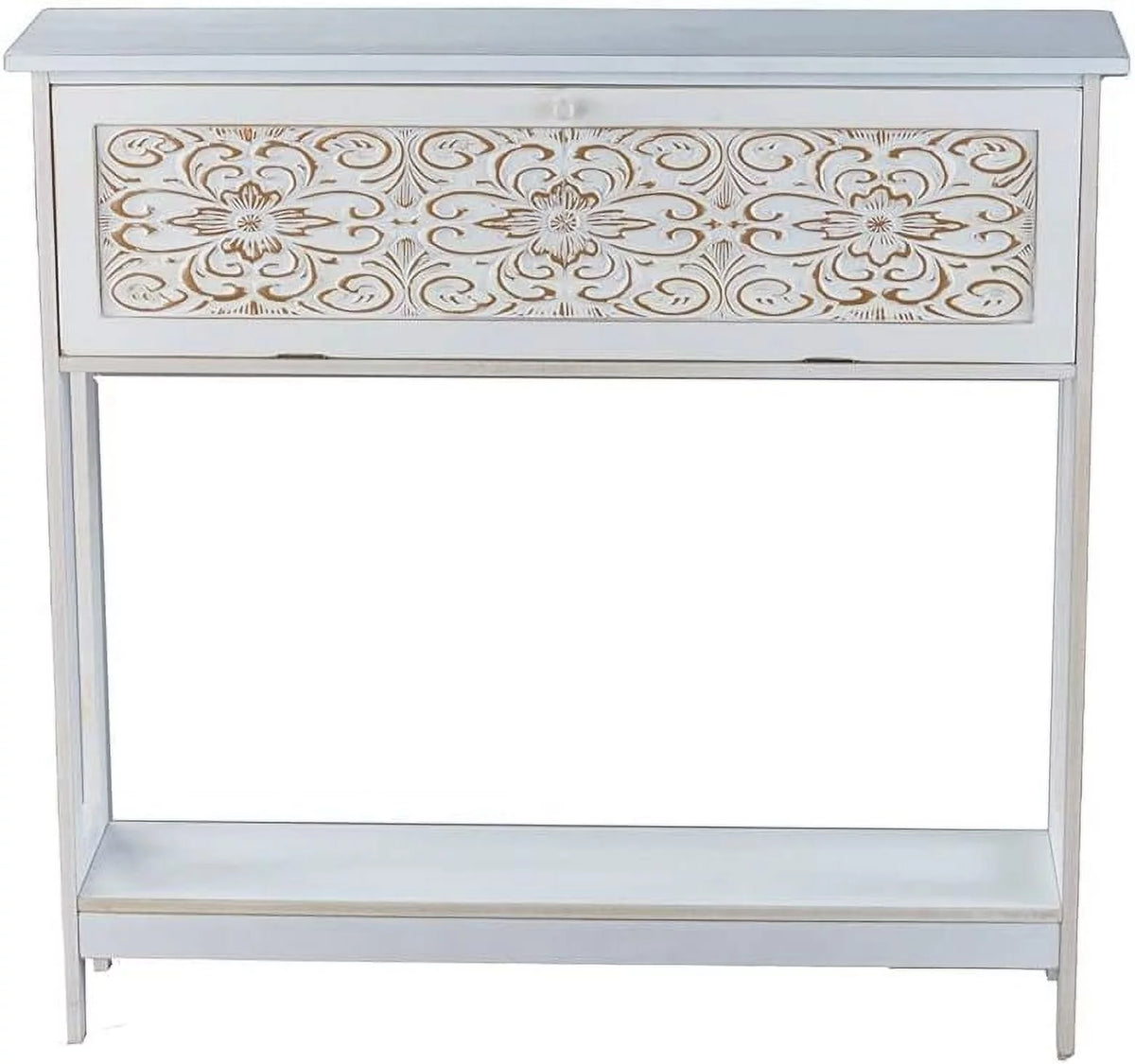 Slim White Entryway Table with Drawer Storage H441690