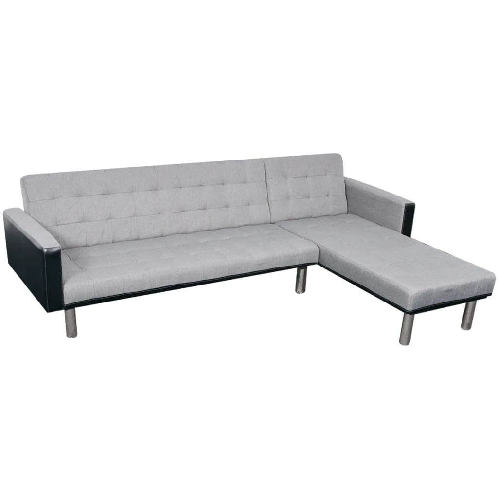 L-shaped Sofa Bed Fabric Black and Gray H333