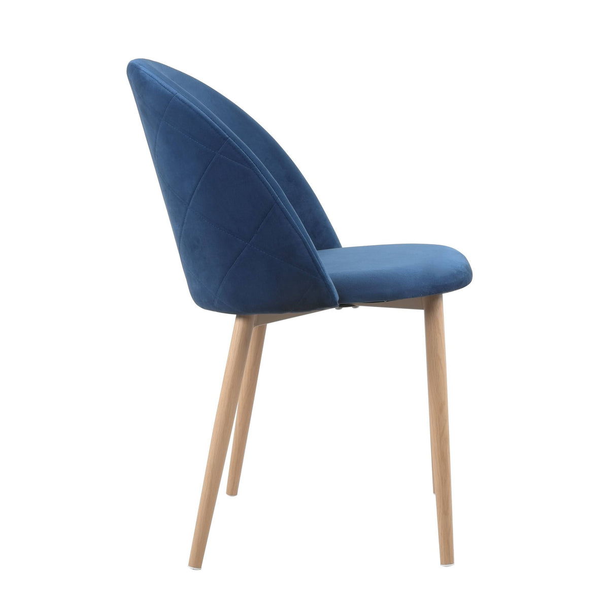 Blue Velvet and Metal Dining Chairs Set of 2 O886