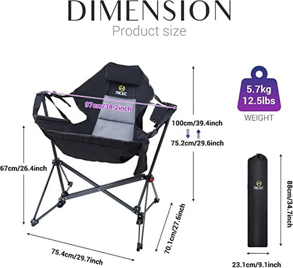 Folding Camping Chair with Cup Holder and Side Pocket, Set of 2 U134689